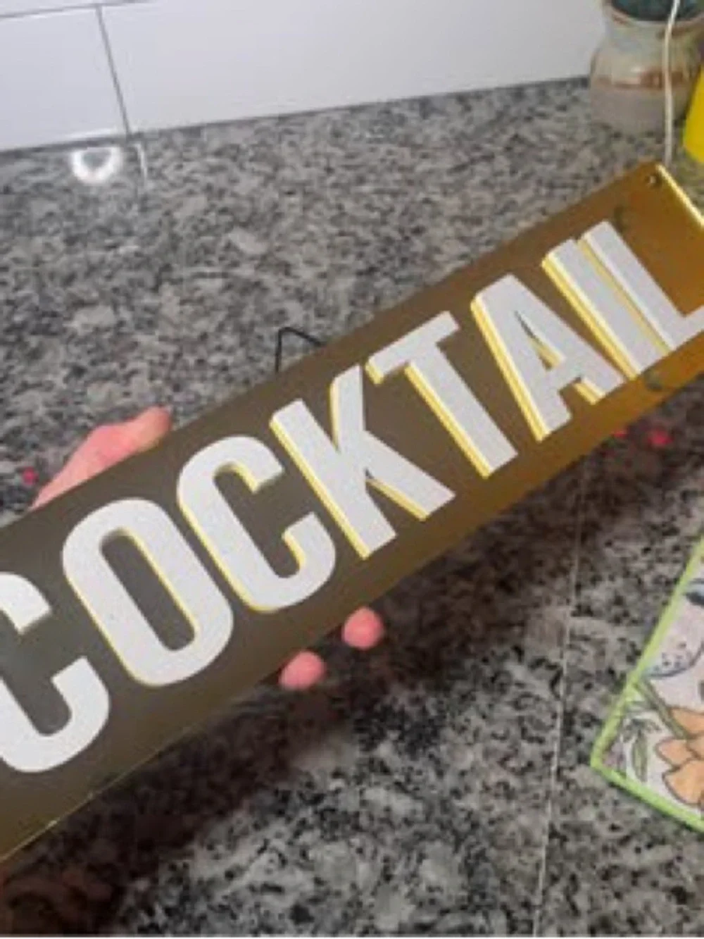 Ashland Party Signs “Cocktails” Gold and White Decor
